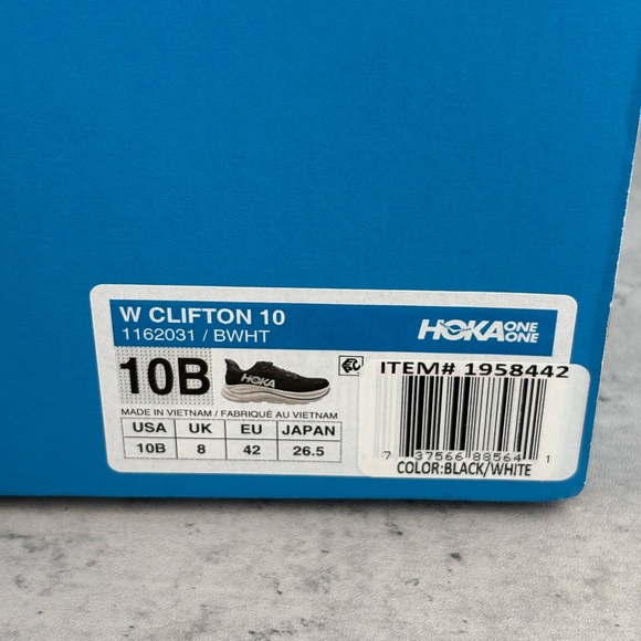 Hoka Clifton 10 Black White BWHT Running Shoes Women’s Size 10B Worn Once! - Picture 6 of 6